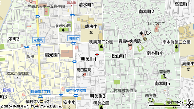 〒581-0087 大阪府八尾市明美町の地図