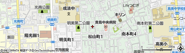 大阪府八尾市松山町1丁目2周辺の地図