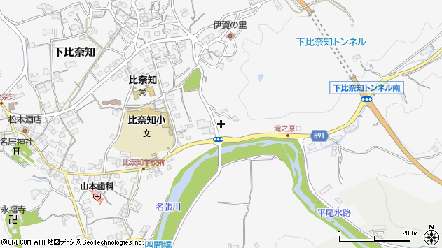〒518-0413 三重県名張市下比奈知の地図