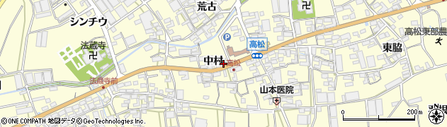愛知県田原市高松町中村周辺の地図