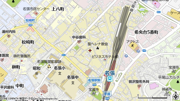 〒518-0719 三重県名張市栄町の地図