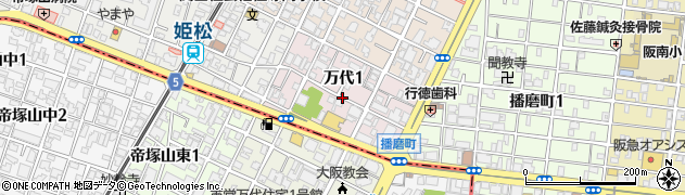 大阪府大阪市阿倍野区万代周辺の地図