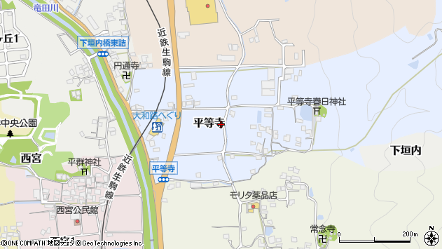 〒636-0903 奈良県生駒郡平群町平等寺の地図