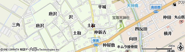 愛知県田原市保美町土取周辺の地図