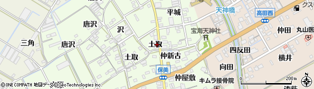 愛知県田原市保美町（土取）周辺の地図