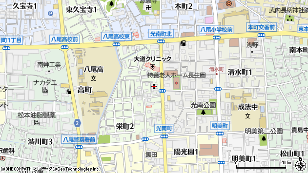 〒581-0074 大阪府八尾市栄町の地図