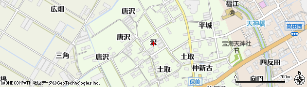 愛知県田原市保美町沢周辺の地図