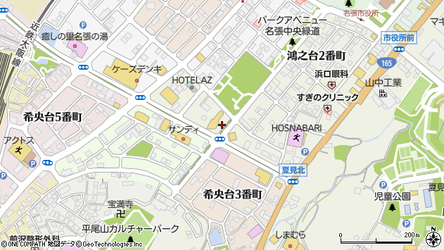 〒518-0771 三重県名張市希央台１番町の地図