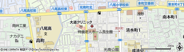八尾市役所　水道局代表電話周辺の地図
