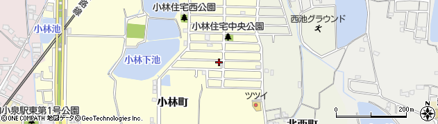 奈良県大和郡山市小林町周辺の地図