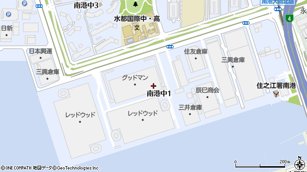 〒559-0033 大阪府大阪市住之江区南港中の地図