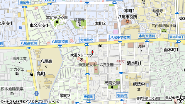 〒581-0007 大阪府八尾市光南町の地図