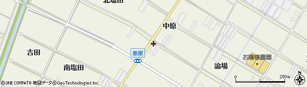 愛知県田原市中山町中原周辺の地図