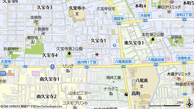 〒581-0072 大阪府八尾市久宝寺の地図