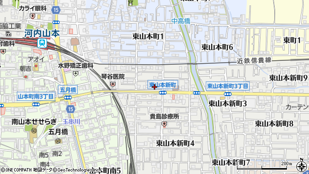 〒581-0866 大阪府八尾市東山本新町の地図