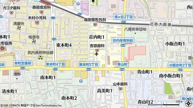 〒581-0005 大阪府八尾市荘内町の地図