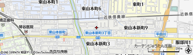 大阪府八尾市東山本新町3丁目周辺の地図