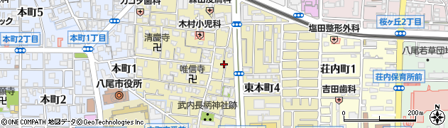 大阪府八尾市東本町周辺の地図