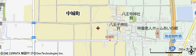 奈良県大和郡山市中城町周辺の地図