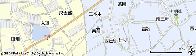 愛知県田原市大草町（西前）周辺の地図