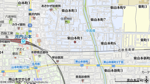 〒581-0847 大阪府八尾市東山本町の地図