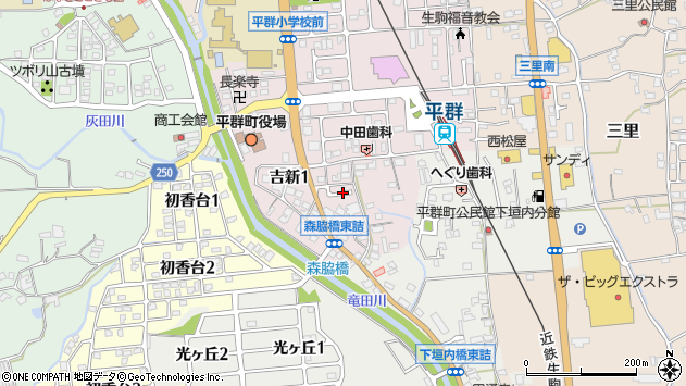 〒636-0932 奈良県生駒郡平群町吉新の地図