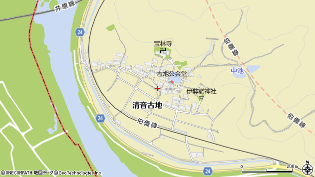 〒719-1174 岡山県総社市清音古地の地図