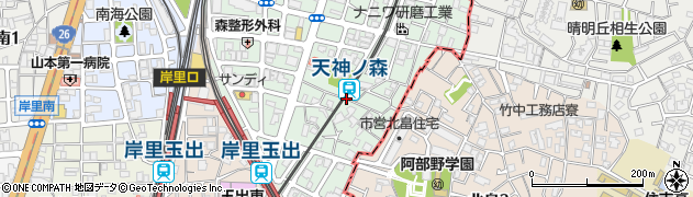 大阪府大阪市西成区周辺の地図