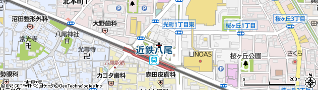 近鉄八尾駅前周辺の地図