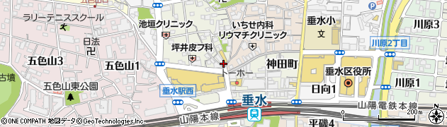 神戸天ノ下郵便局周辺の地図