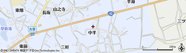 愛知県田原市大草町（中半）周辺の地図