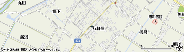 愛知県田原市中山町（八軒屋）周辺の地図