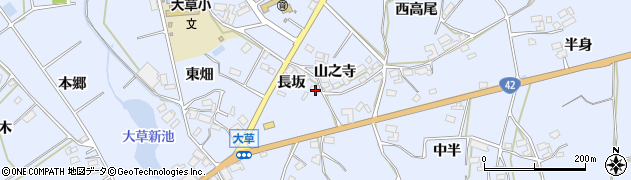 愛知県田原市大草町長坂周辺の地図