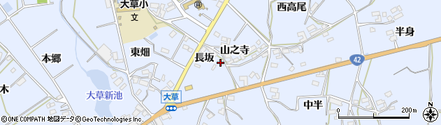 愛知県田原市大草町（長坂）周辺の地図