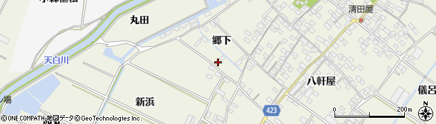 愛知県田原市中山町郷下周辺の地図