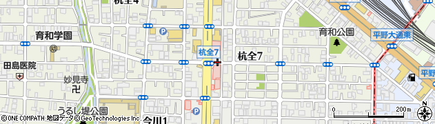 大阪府大阪市東住吉区杭全7丁目周辺の地図