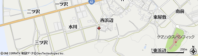 愛知県田原市南神戸町西浜辺21周辺の地図