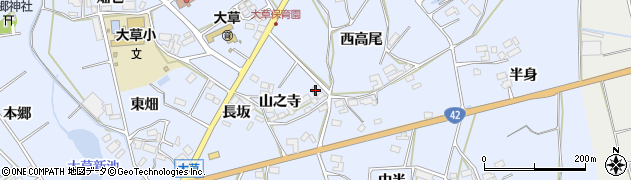 愛知県田原市大草町山之寺周辺の地図