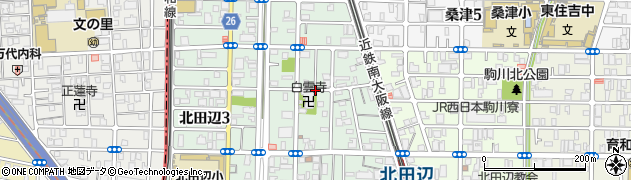 大阪府大阪市東住吉区北田辺4丁目周辺の地図