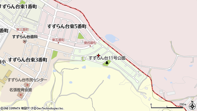 〒518-0404 三重県名張市すずらん台東４番町の地図