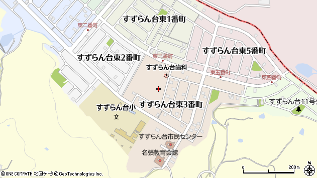 〒518-0403 三重県名張市すずらん台東３番町の地図