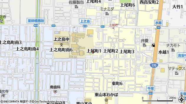 〒581-0851 大阪府八尾市上尾町の地図