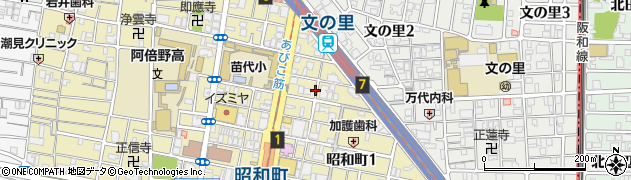 大阪市立　文の里駅・有料自転車駐車場周辺の地図