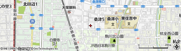 大阪府大阪市東住吉区桑津5丁目7周辺の地図