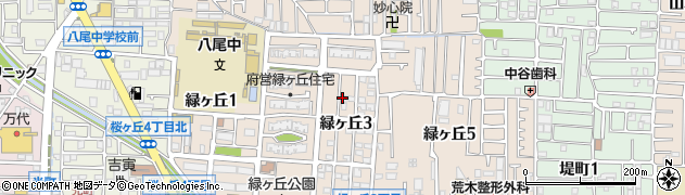 大阪府八尾市緑ヶ丘周辺の地図