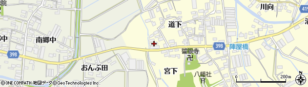 愛知県田原市八王子町道下76周辺の地図
