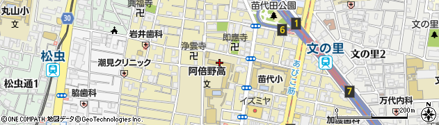 大阪府立　阿倍野高等学校進路指導室周辺の地図