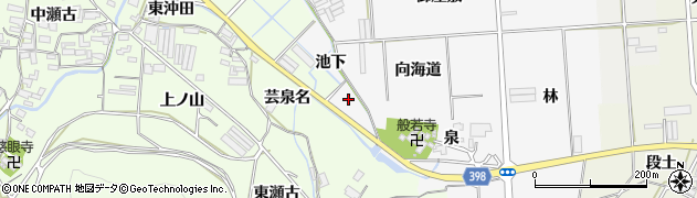 愛知県田原市伊川津町池下周辺の地図