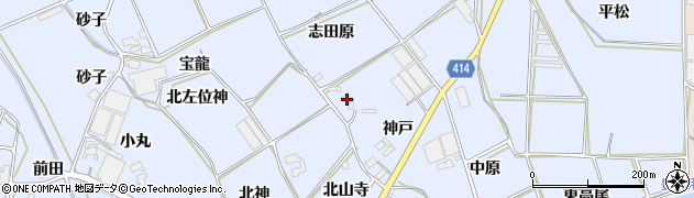 愛知県田原市大草町（志田原）周辺の地図