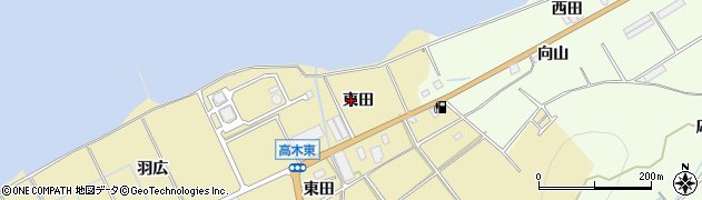愛知県田原市高木町（東田）周辺の地図